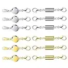 LUTER 12PCS Locking Magnetic Jewelry Clasp Magnetic Lobster Clasp Oblate and Cylindrical Necklace Clasp Closures Bracelet Extender for Jewelry Making (Gold, Silver)