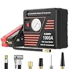 JF.EGWO Booster Batterie Voiture 1000A 20000mAh,150 PSI Gonfleur Pneus Voiture(Jusqu’à 8.0L Essence/ 6.LDiesel) Portable Jump Starter,12V Démarreur de Voiture Portable, 24 Mois en Veille