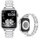 LELONG for Apple Watch Band 38mm 40mm 41mm Series 8 7 6 5 4 3 2 1 SE Ultra for women, Bling Replacement Bracelet iWatch Band, Sparkle Diamond Rhinestone Stainless Steel Metal Wristband Strap
