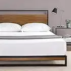 Zinus Cama de Plataforma de Metal y Madera con cabecero, Negro, 160x190cm