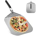 UIHOL Pala para Pizza Horno, Profesional Pala para Pizzas Aluminio 63,2 x 32 cm, Soporte de Superficie Grande, con asa Plegable para Barbacoa Cocinar Pizzas, Pan, Longitud Total 63,2 cm