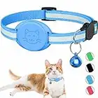 New Airtag Cat Collar, Reflective Air Tag Cat Collar with Bell and Airtag Holder Compatible with Apple Airtags, Lightweight GPS Cat Collar with Cat Pattern for Kitty Puppy