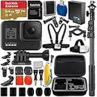 GoPro HERO8 (Hero 8) Action Camera (Black) with Adventurer Accessory Bundle - Includes: SanDisk Extreme 64GB microSDXC Memory Card + 48” Selfie Stick/Monopod + Protective Carrying Case + More