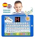 Tablet giocattolo didattico bilingue spagnolo-inglese con schermo LCD di Boxiki Kids Digital Display per insegnare ai bambini di spagnolo e inglese. Alfabeto, ortografia, giochi, melodie divertenti