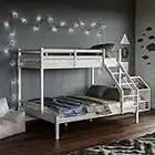 Vida Designs Sydney Triple Bunk Bed, Three Sleeper, Solid Pine Wood Frame, Kids Children, Double 4 Foot 6, Single 3 Foot, White