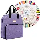 CURMIO Cross Stitch Kit, Embroidery Starter Kit with Storage Bag, 100 Colors Threads, 5 Embroidery Hoops, 3 Aida Cloth and Other Embroidery tools, Ideal for Embroidery Beginner, Purple (Patent Pending)