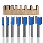 ASNOMY 7Pcs Fraise droite à queue de 8 mm, 6mm 8mm 10mm 12mm 14mm 18mm 20mm de diametre Fraise à Bois Routeur à Coupe Droite Flush Trim Pattern Router Pour le Travail du Bois