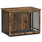 Feandrea Wooden Dog Crate Furniture, 38.6 Inch Modern Dog Kennel with Double Doors and Removable Tray, Pet Crate End Table for Medium Dogs Indoor, Rustic Brown UPFC013X01