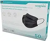 EUROPAPA® Schwarz Medizinisch Type IIR Norm EN14683 zertifizierte Mundschutzmasken OP Masken 3-lagig Mundschutz Gesichtsmaske Einwegmaske BFE ≥ 98% (50 Stück)