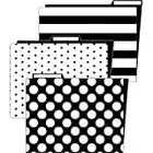 Schoolgirl Style Simply Stylish 6-Pack Decorative Teacher File Folders, 11.75" x 9.5" Black and White Letter Size File Folders With 1/3-Cut Tabs for Filing Cabinet, Office Supplies File Organizers