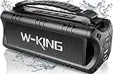 Bluetooth Speaker, W-KING 30W IPX6 Waterproof Wireless Powerful Portable Speakers with Rich Bass, 24H Playtime, TF Card, USB Playback, Built-in Mic, AUX, EQ, NFC, Outdoor Speaker for Camping, Trip