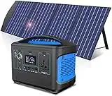 Generador solar de 600W, central eléctrica portátil con paneles solares de 100W, almacenamiento de banco de energía de 600Wh para aventuras al aire libre, camping y viajes en autocaravana.(Azul)