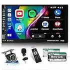 Autoradio Doppel Din Apple Carplay Android Auto7 Zoll Auto Radio Stereo 2din mit Bluetooth Freisprecheinrichtung AUX FM USB TF Mirror Link + Mikrofon + Rückfahrkamera