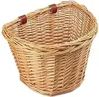 AVASTA Panier de vélo en Osier pour vélos Cruiser, vélos de Ville pour Hommes, Panier de Rangement pour Guidon Avant pour Adultes, étanche avec Sangles en Cuir, Taille M, Jaune Miel