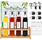 Nifogo Dispensador de Aceite y Vinagre 250ml 4pcs, Botella Aceite Cristal, Aceitera Antigoteo con Embudo Pico y Pegatinas para Cocina Barbacoas Pasta