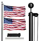 Flag Pole for Outside In Ground - 20FT Sectional Flagpole Kit Heavy Duty Extra Thick Aluminum Black Flag Pole with 3x5 American Flag for Yard Outdoor Residential