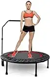 38" Foldable Mini Trampoline with Adjustable Handle, Indoor Exercise Fitness Rebounder Trampoline Max. Load 300lbs Cardio Trainer Workout for Kids Adults