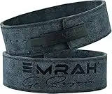 EMRAH Pro Buff Leather Powerlifting Lever Buckle Gym Workout Fitness Weightlifting Belt for Men and Women | Durable Comfortable (Grey, Large)