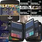 Castle Art Supplies Set di 120 Matite Colorate di Qualità Oro con Extra | Anime a Base d’Olio Più Appuntite e Resistenti alla Rottura | Per Artisti Adulti e Coloristi | In una Custodia Cernierata