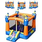 COSTWAY Château Gonflable avec Trampoline, Château Magique pour Enfants avec Grand Trampoline, Toboggan et Panier de Basket-Ball, pour Enfants 361 x 273 x 237 cm (sans gonfleur)…