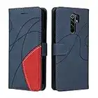 CXTcase Funda Xiaomi Redmi 9/Xiaomi Redmi 9 Prime , Cuero PU Voltee La Caja del Teléfono Móvil con La Hebilla Magnética del Soporte de La Ranura para Tarjeta, Funda para Redmi 9 Prime Bicolor,Azul