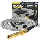 Bionic Steel PRO 100 FT Garden Hose, 304 Stainless Steel Metal Water Hose 100Ft, Flexible Hose, Kink Free, Ultra Lightweight and Durable, Crush Resistant Fitting, Easy to Coil, 500 PSI - 2023 Model