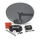 SSL Satellites Zone1 Dish Kit for SKY/Freesat/Astra/Polesat/Hotbird/Full HD, Latest MK4 Dish with Quad LNB, 5M Twin Black Cable, Signal Finder Satellite TV Finder, Brackets, Bolts, F Connectors