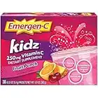 Emergen-C Kidz 250mg Kids Vitamin C Powder, Caffeine Free, Immune Support Drink Mix, Fruit Punch Flavor - 30 Count/1 Month Supply