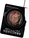 WantJoin Induction Hob Single Induction Cooker 8 Temperature Power Setting Multiple Power Levels with LED Display Electric Cooktop, 2200W, Sensor Touch Control