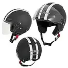 A-Pro Casco Jet Scooter Moto Quad Omologato ECE 22 05 Visiera Nero Opaco L