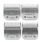 Size 7FC/5FC/4FC/3FC Detachable Pet Dog Grooming Clipper Ceramic Blades Set,Compatible with Andis,Oster A5,Wahl KM Series Clippers,Cut Length 1/8"(3.2mm) to 1/2"(13mm),4 Pack