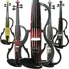 Aliyes Violino elettrico silenzioso fatto a mano 4/4 full size professionale studente violino per principianti in legno massello kit corde, spalliera, colofonia E604