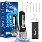 Water Flossers For Teeth Cordless, Binefia Oral Irrigator Dental Flosser with 6 Modes, OLED Display, 300ML, IPX8 Waterproof & 5 Jet Tip Water Pick For Teeth Cleaning, USB-C Rechargeable Use For Travel