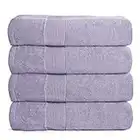 Elvana Home 4 Pack Bath Towel Set 27x54, 100% Ring Spun Cotton, Ultra Soft Highly Absorbent Machine Washable Hotel Spa Quality Bath Towels for Bathroom, 4 Bath Towels Purple