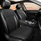 Black Panther 1 Pair Luxury PU Leather Front Car Seat Covers Protectors Compatible with 95% Cars (Saloon/SUV/Pickup Truck/Van) - Black