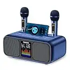 TONOR Máquina de Karaoke, Altavoz Bluetooth Grande con 2 Micrófonos Inalámbricos Sistema de PA para Boda, Picnic, Fiestas en Casa y Exterior, Luces LED, Compatible con USB/TF/Android/iPad/TV/PC, K9