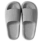 HSHAPAY Unisex Badeschuhe Damen Slides Sandalen Hausschuhe Herren Sommer Garten Badelatschen Rutschfest Plattform Badeschlappen Slippers Sommer Slide Indoor/Outdoor (40/41, grau, numeric_40)