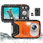 YEEIN 16FT Underwater Camera 30MP Waterproof Digital Camera with 32G Card and Rechargeable Battery, 18X Zoom Point and Shoot Camera for Boys Girls Children Teens Snorkeling Swimming Vacation(Orange)