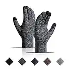 Gants Chaud avec écran Tactile, Gants Hiver Anti-dérapant de Sport Gants Tricotés Automne Thermique Ultra Doux Confort Gants Tactiles Smartphone pour Courir Marche Randonnée Cycliste Ski, Noir-Blanc