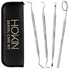 HOKIN Plaque Remover Teeth Cleaning Tool 4 Pcs Dental Care Kit Tooth Filling Repair Set Stainless Steel Dental Tools for Men Women Kids and Pet Care