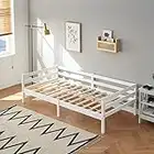 FetiNes Estructura de Sofá Cama de Madera Maciza de Pino Marcos de Camas Individual para Adultos, Adolescentes 90x190 cm, Blanco