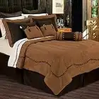 Paseo Road by HiEnd Accents | Barbwire Western Bedding 7 Piece Super Queen Comforter Set, Tan Faux Leather Rustic Cabin Theme Bed Set, Warm Comforter Sets with Bed Skirt, Shams, Decorative Pillows