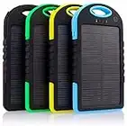 Cargador Solar Portátil 5000mAh, Banco de energía Solar, Power Bank Solar Carga Rápida 2 Puertos de Salida con LED Linterna USB Cargador Rápido de Teléfono Celular para Viajes Camping