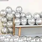 12 Inch 100 Pcs Latex Metallic Chrome Balloons Helium Shiny Thicken Balloons Party Decoration (Silver)