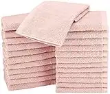 Amazon Basics - asciugamano per il viso in cotone, confezione da 24, Rosa Petalo, 30 x 30 cm