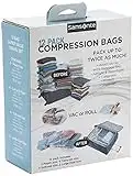 Samsonite Compression Packing Bags, Plastic, Clear, 12-Piece Kit (2-Pouch/4-Carry-On/4-Large/2-X-Large