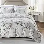 Home Beyond & HB design - 3 Piece Duvet Cover Set, 1 Printed Zipper Closure Duvet Cover with 2 Pillow Shams, Ultra Soft Brushed Microfiber, Queen or Full or Double Size, White Floral