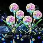 GENDOING Solar Garden Lights Outdoor Decorative, 2 Pack 2.3FT Waterproof LED Solar Path Lights with Dandelions, Colorful Stake Lights Solar Powered Decoration for Yard Patio Walkway