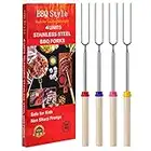 Marshmallow Toasting Forks, Telescoping Smores Sticks for Fire Pit, Marshmallow Roasting Sticks Barbecue Forks for Hotdog Hot Dog Bonfire BBQ Smores Skewers for Open Fire Pits Campfire Camping, 4 PCS