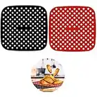 2 Pièces Tapis De Friteuse À Air Réutilisables Revêtement De Friteuse À Air Perforé Papier Cuisson Perforé Air Fryer Pour friteuse à air, cuiseur vapeur, micro-ondes, pâtisserie, cuisson vapeur